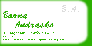 barna andrasko business card